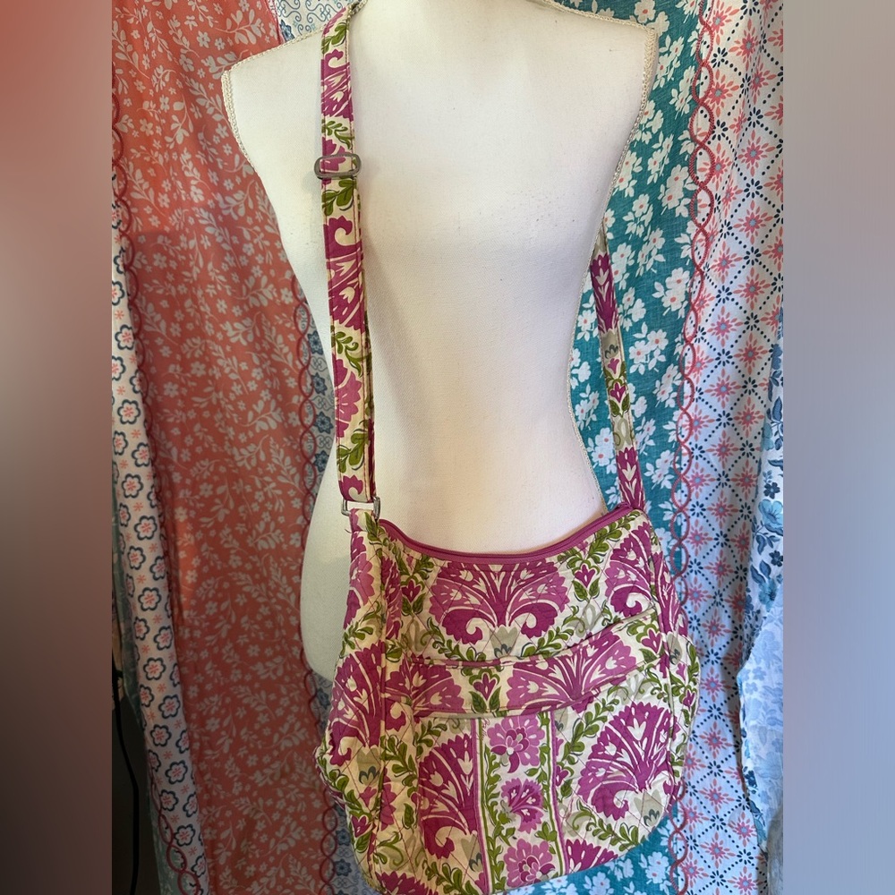 Vera Bradley Pink and Green Floral Crossbody Bag